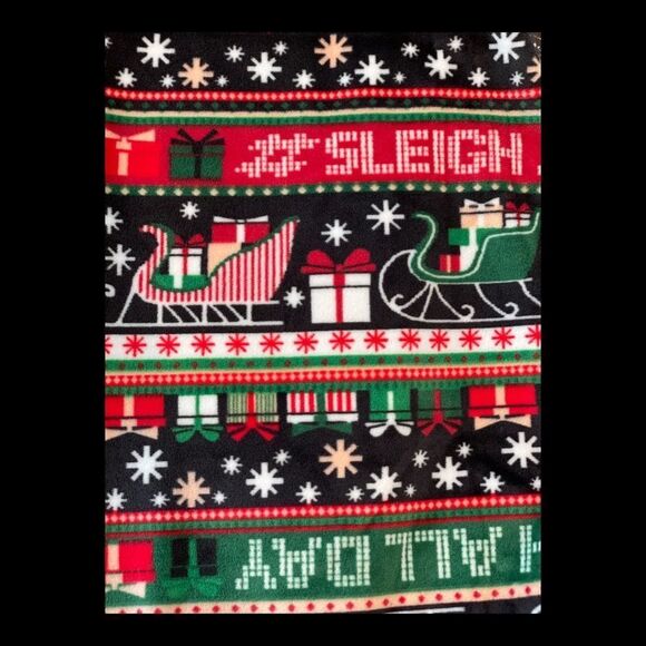 “Sleigh All Day” Juniors M (7-9) Velvety Soft Micro Fleece Christmas Leggings - Picture 3 of 3